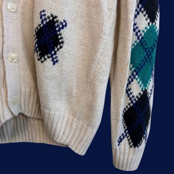Vintage 80s JT Beckett Argyle Cardigan - Picture 3 of 8
